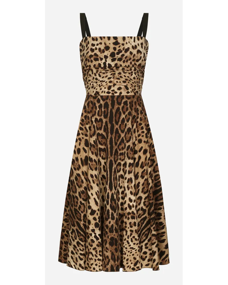 Dolce & Gabbana Abito A Portafoglio In Cady Stampa Leopardo - Donna Abiti Stampa Animalier Seta Leo