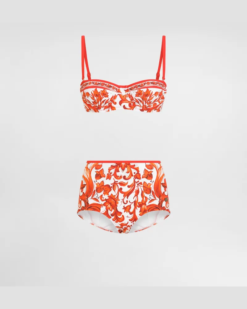 Dolce & Gabbana Bikini Stampa Maiolica - Donna Beachwear Multicolore Tessuto Multicolore
