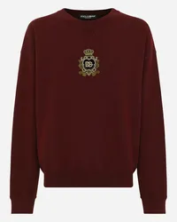 Dolce & Gabbana Felpa Maglia In Lana E Cashmere Con Patch Dg - Uomo Maglieria Bordeaux Lana Vino