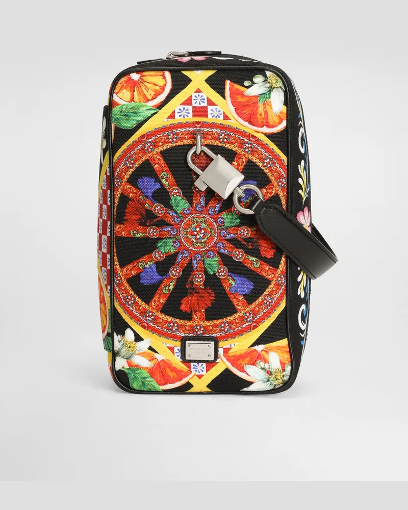 Dolce & Gabbana Borsa A Mano Lock In Canvas Stampato - Uomo Borse Shopping Multicolore Multicolore