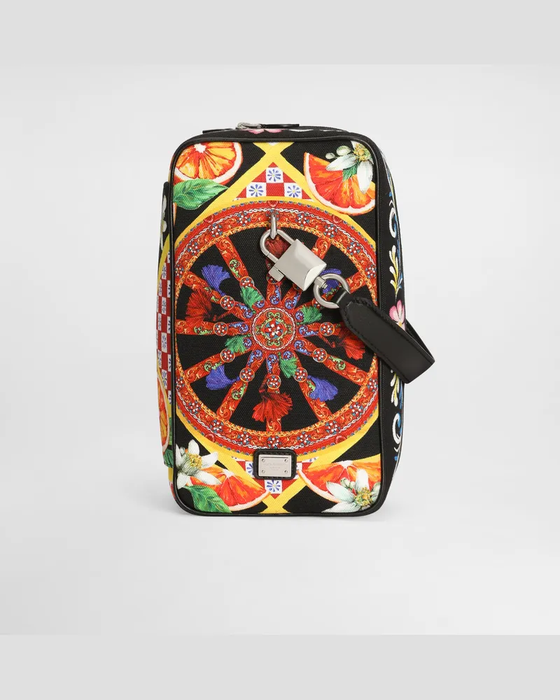 Dolce & Gabbana Borsa A Mano Lock In Canvas Stampato - Uomo Borse Shopping Multicolore Multicolore