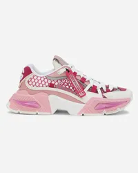 Dolce & Gabbana Sneaker Airmaster In Mix Materiali - Donna Sneaker Rosa Bianco