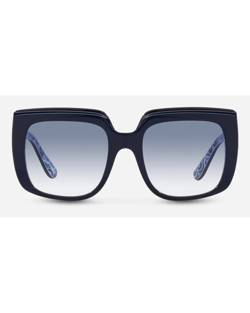Dolce & Gabbana New Print Sunglasses - Donna Occhiali Da Sole Blu Su Maiolica Generic