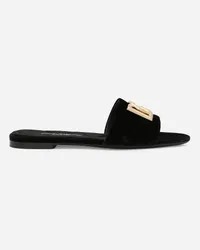 Dolce & Gabbana Slide In Velluto - Donna Slide E Mule Nero Nero