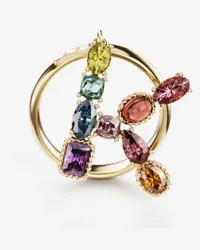 Dolce & Gabbana Rainbow Alphabet K Ring In Yellow Gold With Multicolor Fine Gems - Donna Anelli Oro Oro