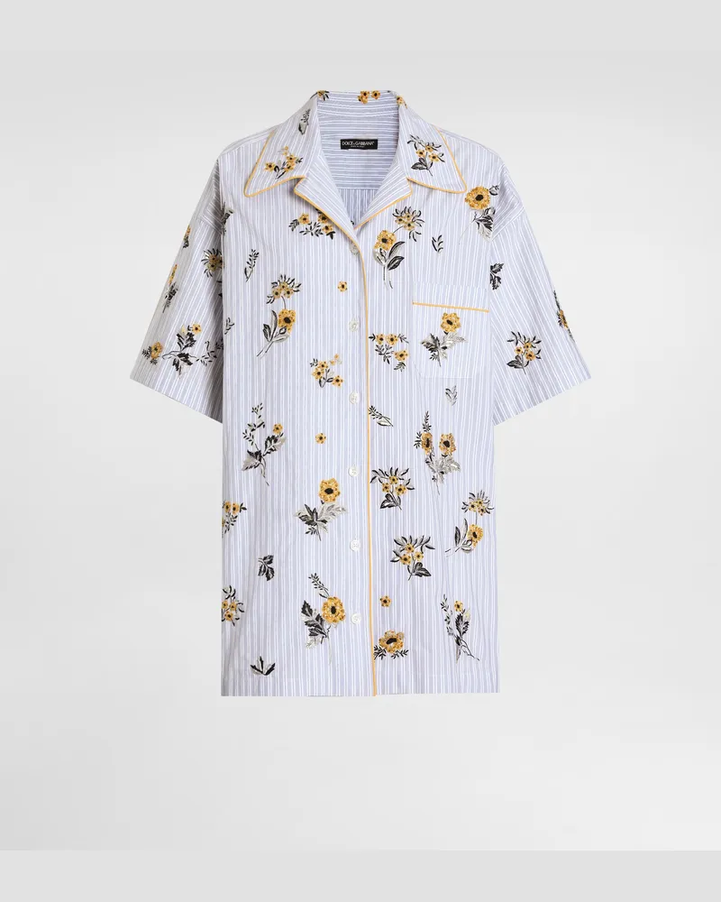 Dolce & Gabbana Camicia In Popeline Con Ricami Floreali - Donna Camicie E Top Multicolore Ricamati