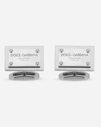 Dolce & Gabbana Cufflinks With Logo Tag - Uomo Argento Metallo Argento