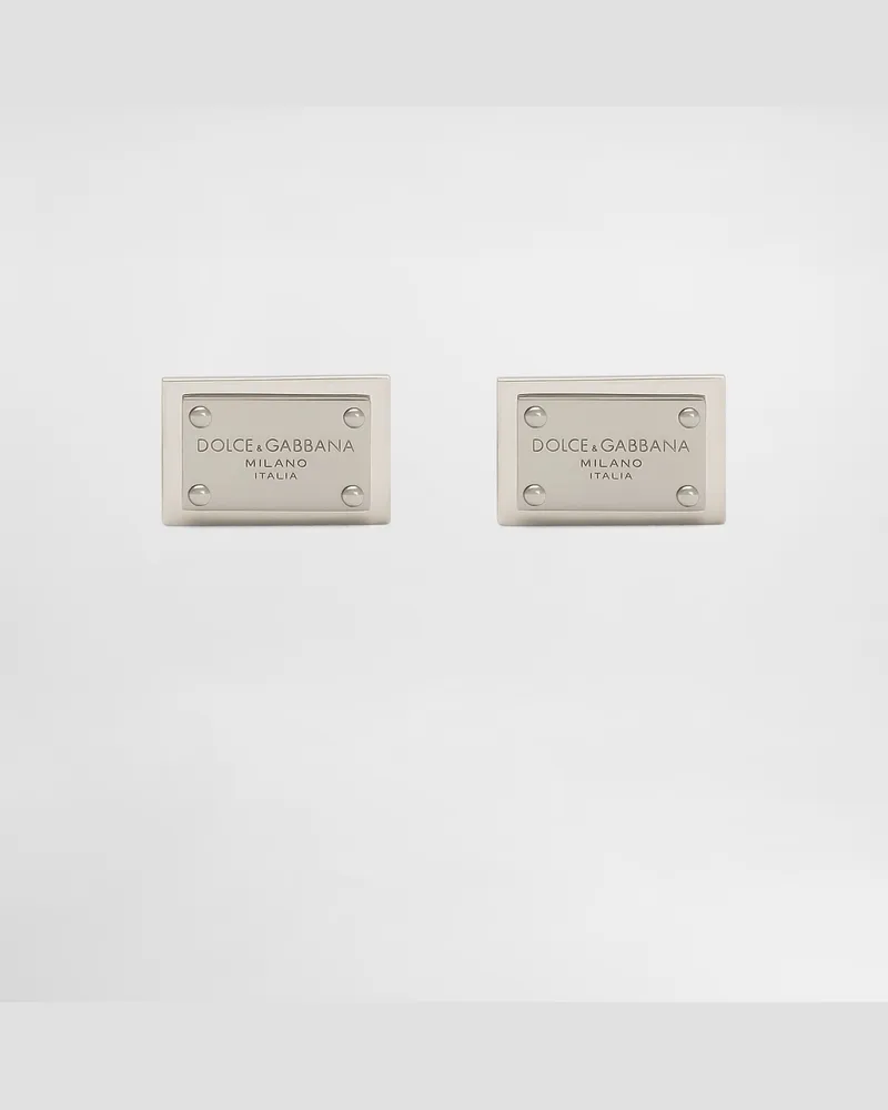 Dolce & Gabbana Cufflinks With Logo Tag - Uomo Argento Metallo Argento