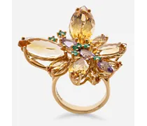 Anello Spring In Oro Giallo 18kt Con Farfalla In Quarzi Citrino - Donna Anelli Oro Oro