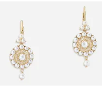 Romance Earrings In Yellow Gold With Pearls - Donna Orecchini Oro