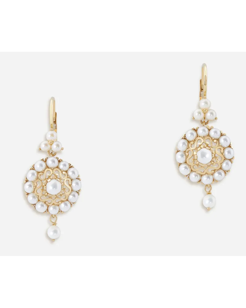 Dolce & Gabbana Romance Earrings In Yellow Gold With Pearls - Donna Orecchini Oro Oro