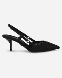 Dolce & Gabbana Sling Back In Raso Corsetteria - Donna Décolleté E Slingback Nero Nero