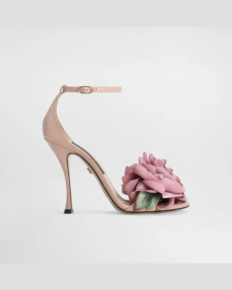 Dolce & Gabbana Sandalo Keira In Pelle Con Applicazione Floreale - Donna Sandali E Zeppe Multicolore Multicolore