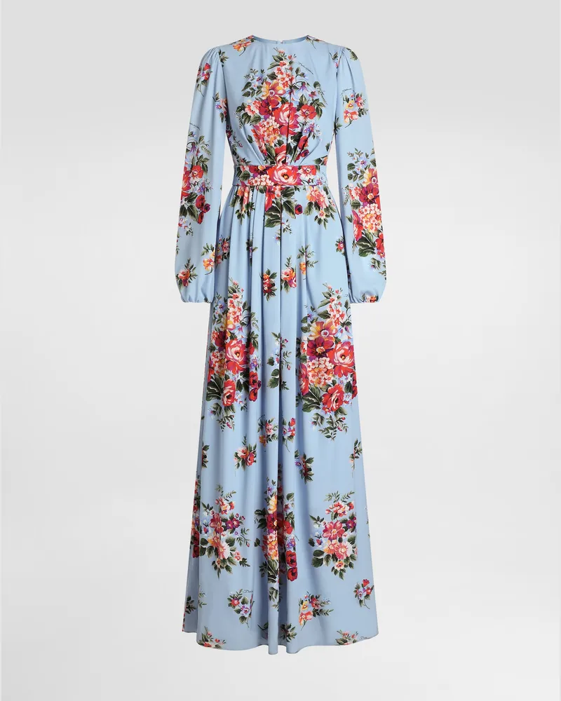 Dolce & Gabbana Abito In Charmeuse Stampa Mazzo Di Fiori - Donna Abiti Multicolore Multicolore