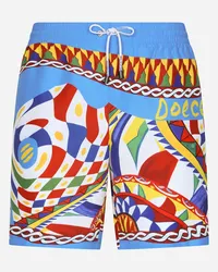 Dolce & Gabbana Mid-length Swim Trunks With Carretto Print - Uomo Beachwear Stampa Carretto Tessuto Carretto