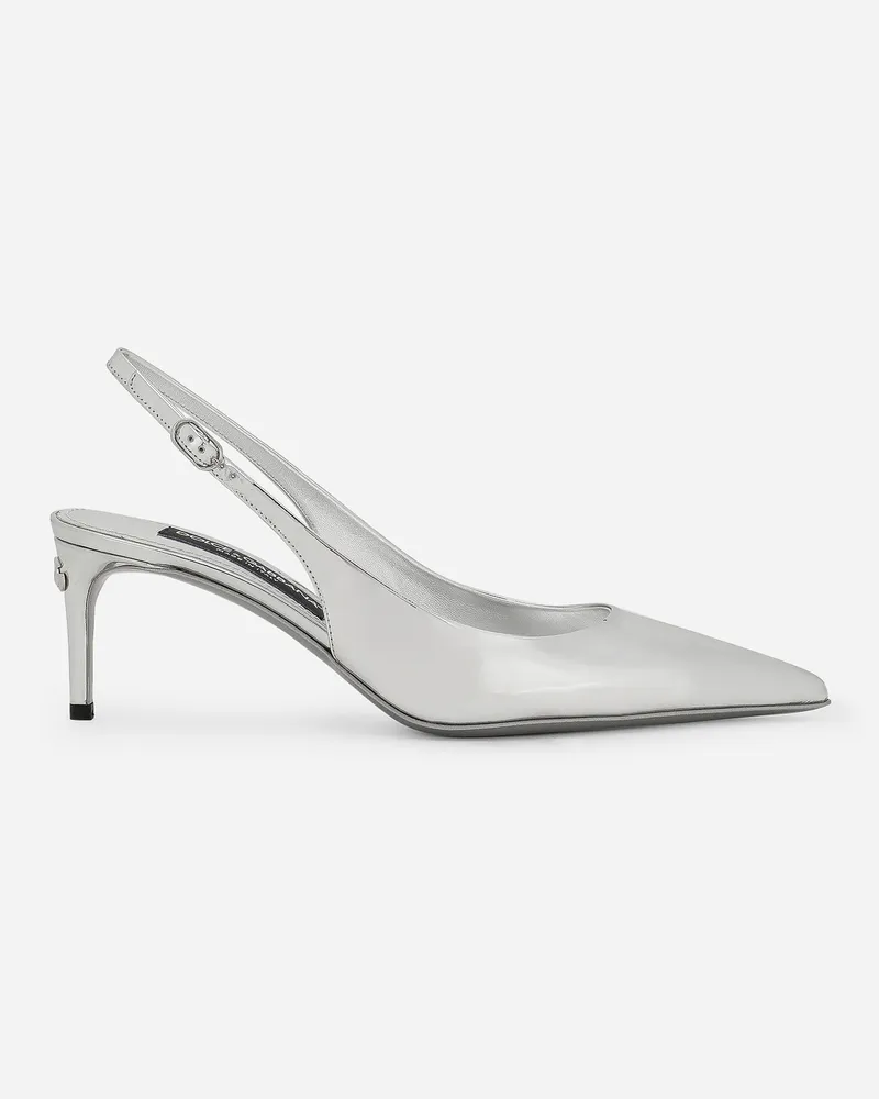 Dolce & Gabbana Sling Back In Pelle Di Vitello - Donna Décolleté E Slingback Argento Pelle Argento