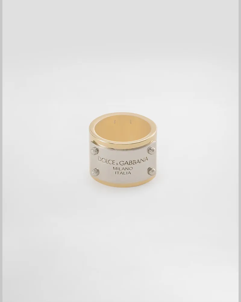 Dolce & Gabbana Anello Con Targhetta Logata - Donna Bijoux Multicolore Metallo Bicolore
