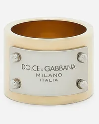 Dolce & Gabbana Anello Con Targhetta Logata - Donna Bijoux Multicolore Metallo Bicolore