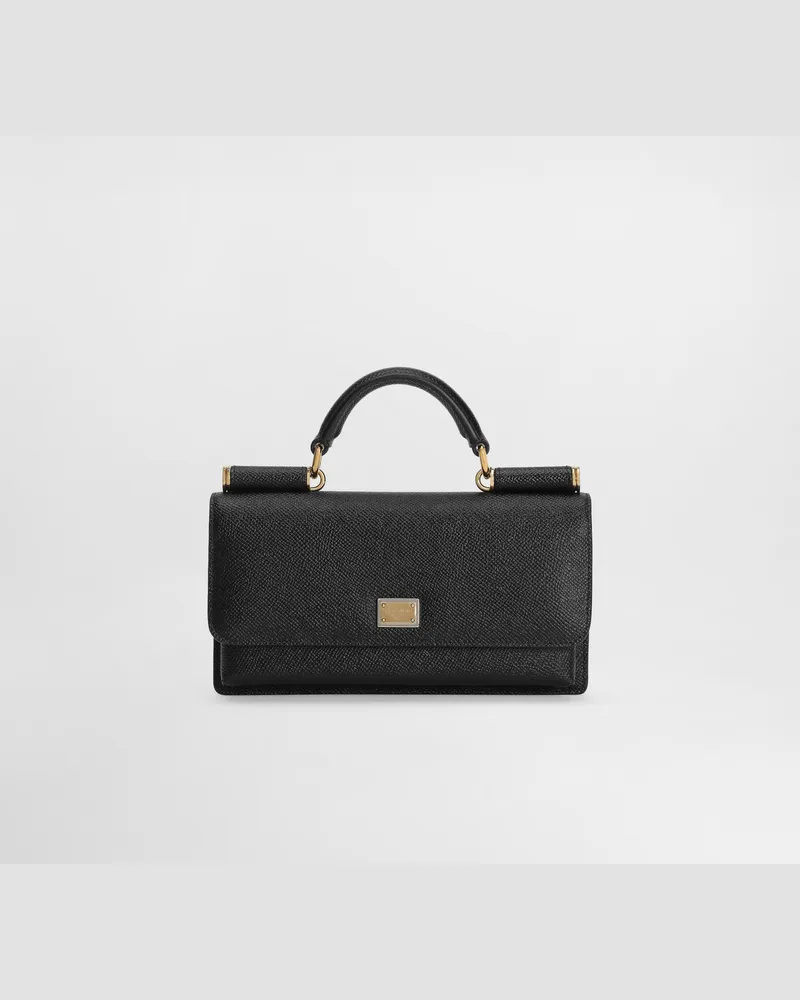 Dolce & Gabbana Mini Bag In Pelle Di Vitello Stampa Dauphine - Donna Borse Mini Micro E Pochette Nero Pelle Nero