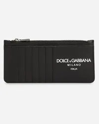 Dolce & Gabbana Portacarte Verticale In Pelle Di Vitello Con Logo - Uomo Portafogli E Piccola Pelletteria Nero Pelle Dg