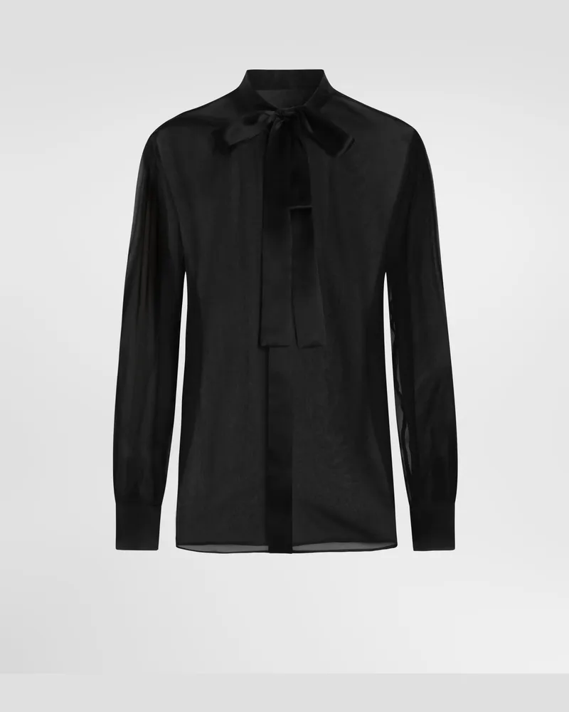 Dolce & Gabbana Camicia In Chiffon Con Fiocco Al Collo - Donna Camicie E Top Nero Seta Nero