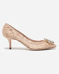 Dolce & Gabbana Lace Rainbow Pumps With Brooch Detailing - Donna Décolleté E Slingback Rosa Pizzo Albicocca