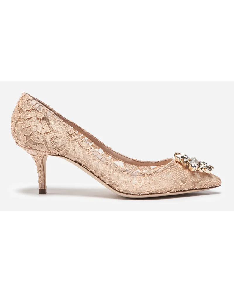 Dolce & Gabbana Lace Rainbow Pumps With Brooch Detailing - Donna Décolleté E Slingback Rosa Pizzo Albicocca