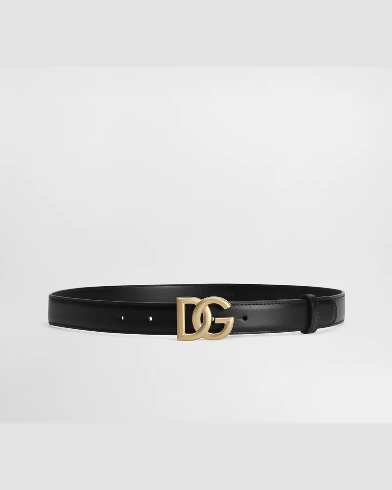 Dolce & Gabbana Calfskin Belt With Dg Logo - Donna Cinture Nero Pelle Nero