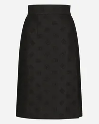 Dolce & Gabbana Gonna Midi In Jacquard Matelassé Logo Dg - Donna Gonne Nero Nero