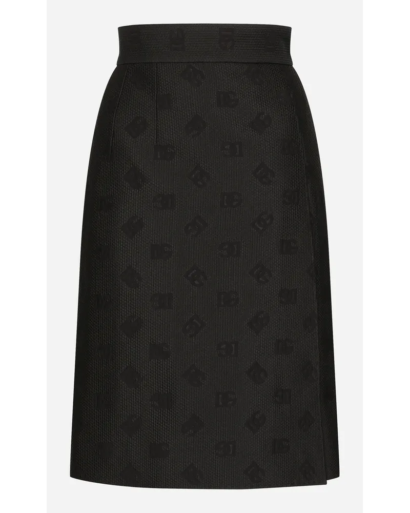 Dolce & Gabbana Gonna Midi In Jacquard Matelassé Logo Dg - Donna Gonne Nero Nero