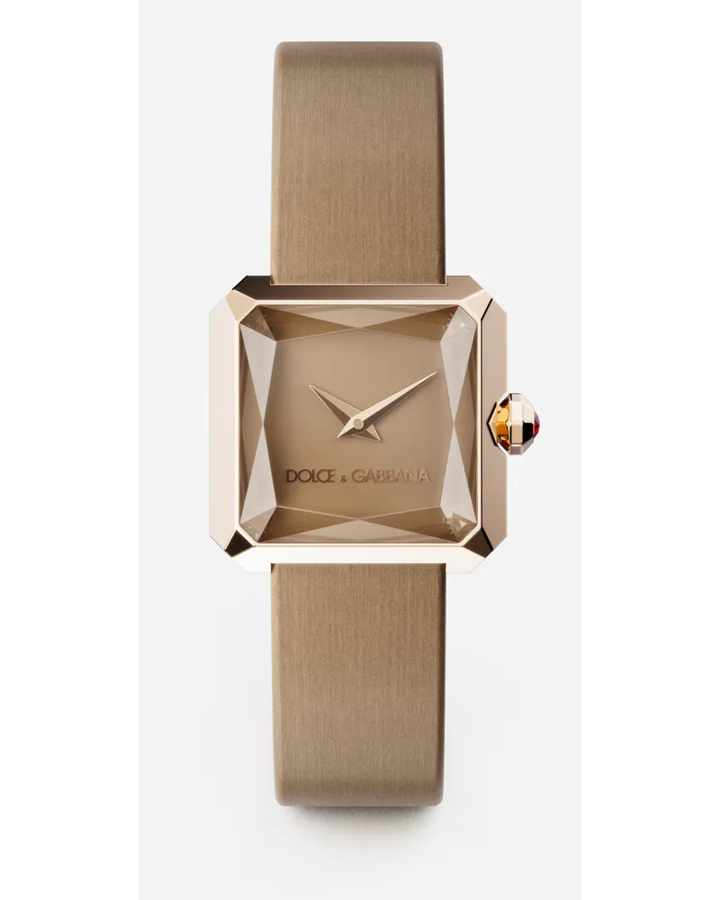 Dolce & Gabbana Orologio Oro Con Cinturino In Seta - Donna Orologi Beige Beige