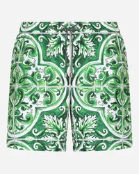 Dolce & Gabbana Boxer Da Mare Medio Stampa Maiolica - Uomo Beachwear Stampa Stampa