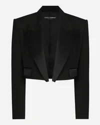 Dolce & Gabbana Giacca Corta Tuxedo In Gabardina Di Lana - Donna Giacche E Blazer Nero Lana Nero