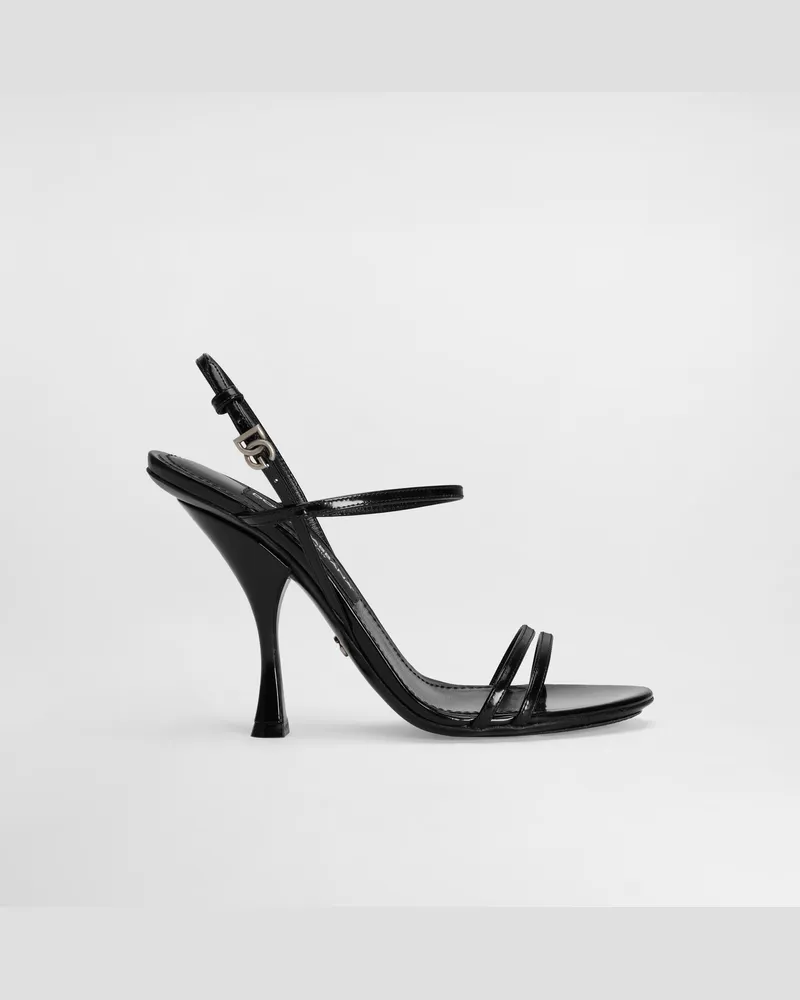 Dolce & Gabbana Sandalo In Pelle Di Vitello Lucida - Donna Sandali E Zeppe Nero Pelle Nero