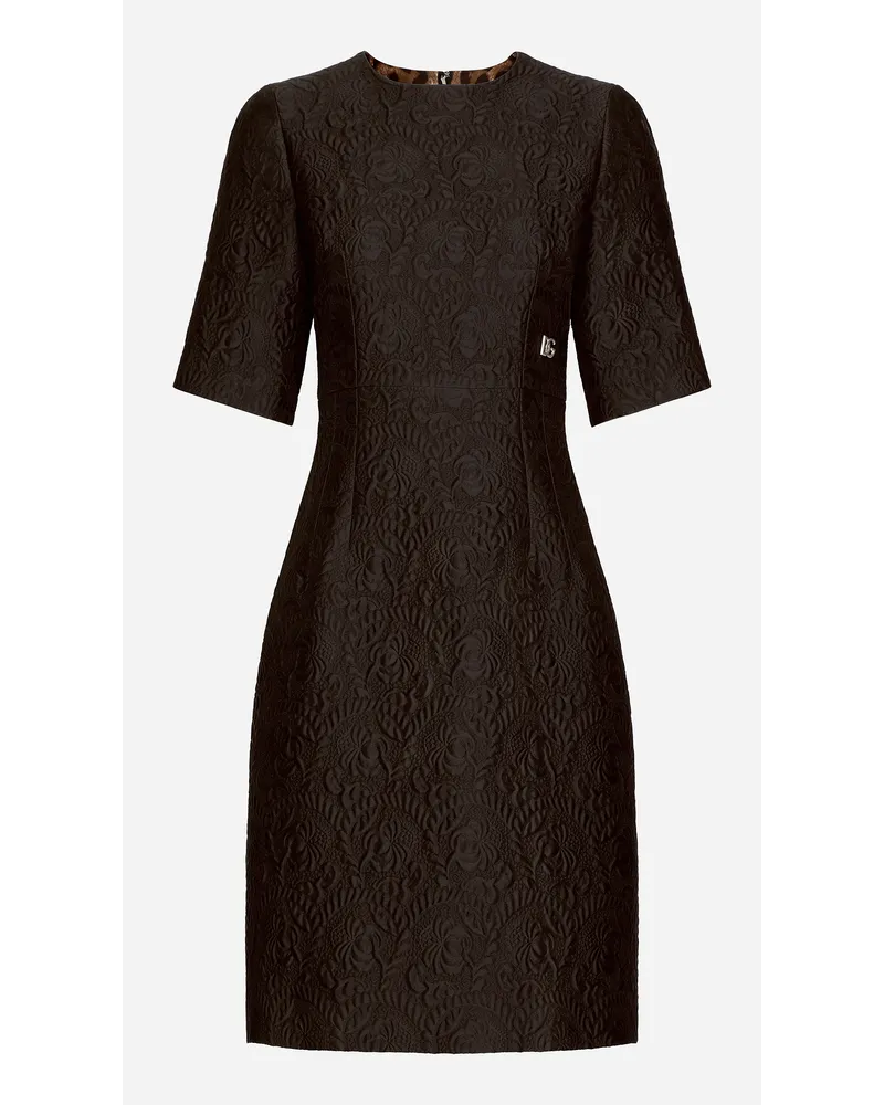 Dolce & Gabbana Abito Midi A Clessidra In Jacquard Floreale - Donna Abiti Nero Nero