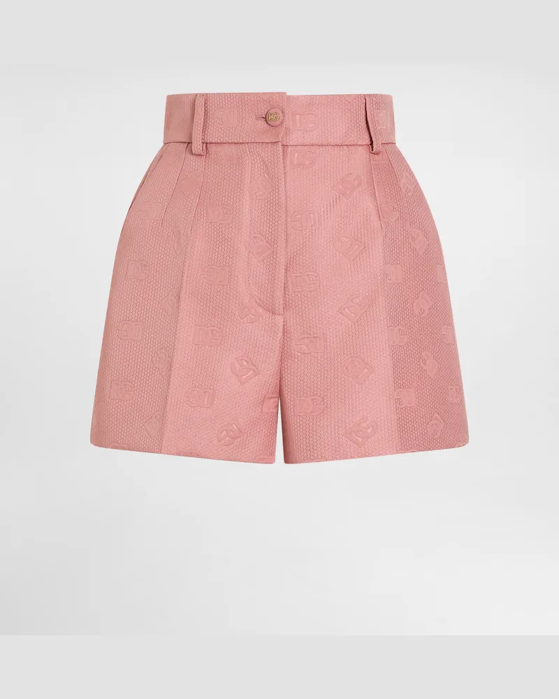 Dolce & Gabbana Shorts In Jacquard Matelassé Logo Dg - Donna Pantaloni E Shorts Rosa Rosa