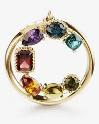 Dolce & Gabbana Rainbow Alphabet C Ring In Yellow Gold With Multicolor Fine Gems - Donna Anelli Oro Oro