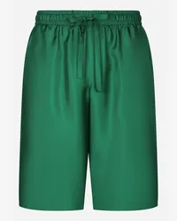 Dolce & Gabbana Bermuda Jogging In Seta E Ricamo - Uomo Pantaloni E Shorts Verde Verde