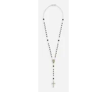 Rosary Necklace With Natural Gemstones - Uomo Bijoux Argento Metallo