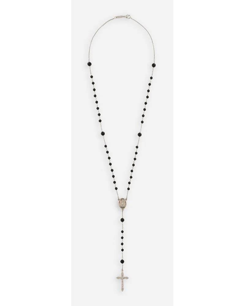 Dolce & Gabbana Rosary Necklace With Natural Gemstones - Uomo Bijoux Argento Metallo Argento