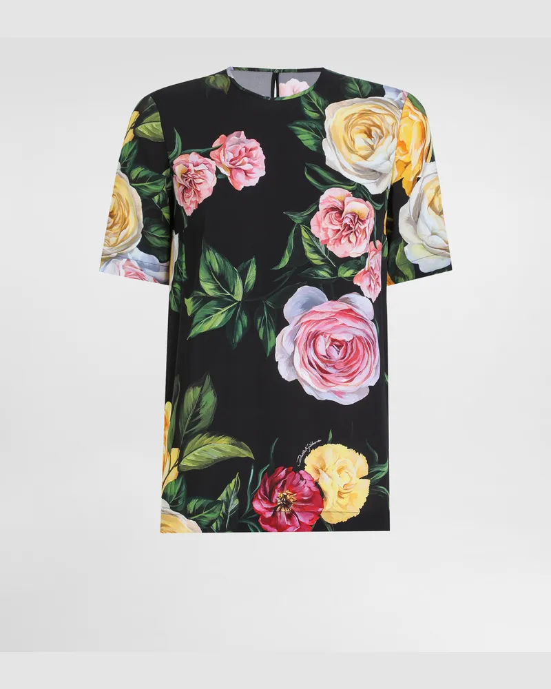 Dolce & Gabbana Blusa In Charmeuse Di Seta Stampa Peonie E Rose - Donna Camicie E Top Stampa Stampa