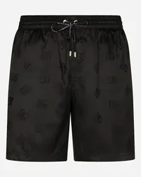 Dolce & Gabbana Boxer Da Mare Medio Jacquard Dg Monogram - Uomo Beachwear Nero Raso Nero