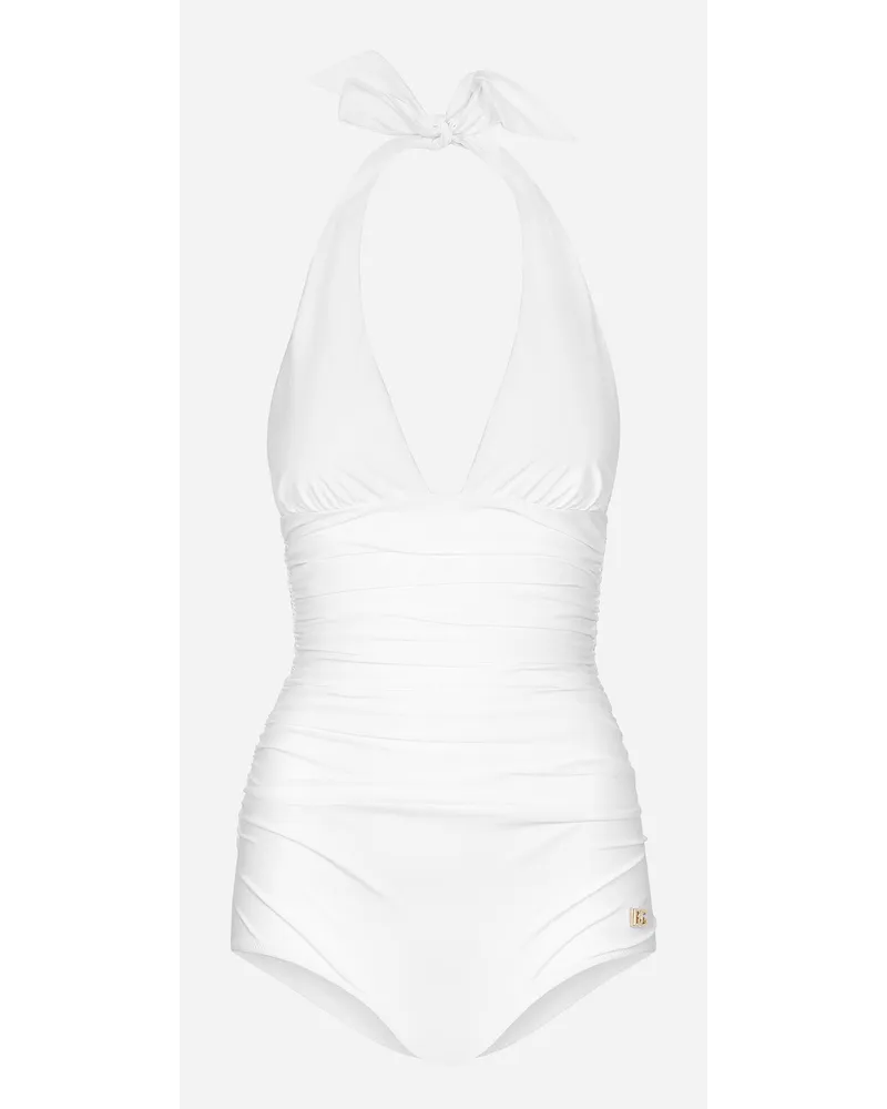 Dolce & Gabbana Costume Intero Scollato - Donna Beachwear Bianco Jersey Bianco
