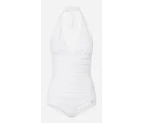 Costume Intero Scollato - Donna Beachwear Bianco Jersey