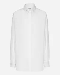 Dolce & Gabbana Camicia Maniche Lunghe In Cotone Con Colletto Ricamato - Donna Camicie E Top Bianco Bianco