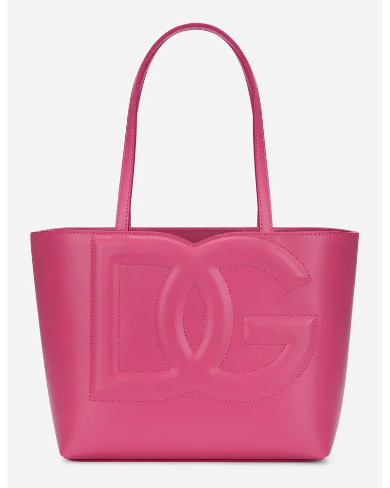 Dolce & Gabbana Shopping Logo Piccola In Pelle Di Vitello - Donna Borse Shopping Lilla Pelle Glicine