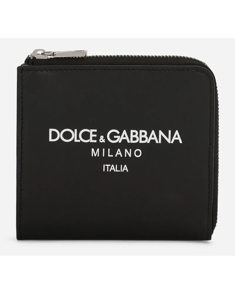Dolce & Gabbana Portacarte In Pelle Di Vitello Con Logo - Uomo Portafogli E Piccola Pelletteria Nero Pelle Dg