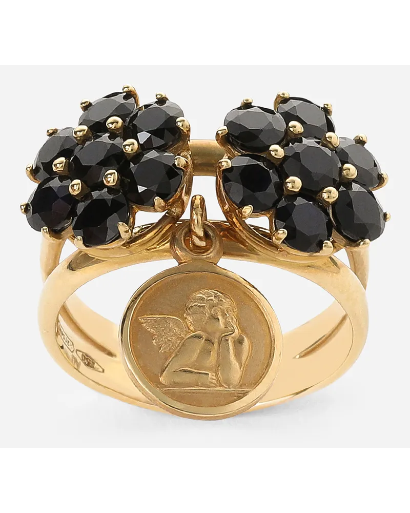 Dolce & Gabbana Anello Sicily Oro Giallo 18 Carati E Zaffiri Neri - Donna Anelli Oro Oro