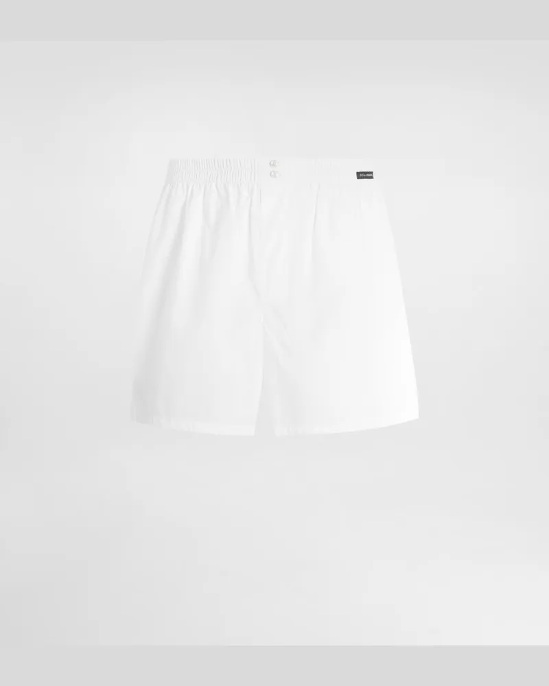 Dolce & Gabbana Boxer In Popeline Di Cotone - Uomo Intimo E Loungewear Bianco Bianco
