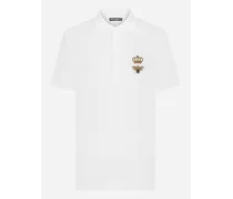 Dolce & Gabbana Polo Piquet Di Cotone Con Patch In Canottiglia - Uomo T-shirts E Polo Bianco Cotone Bianco